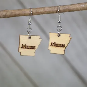 Arkansas State Wooden Dangle Earrings by Cate's Concepts, LLC