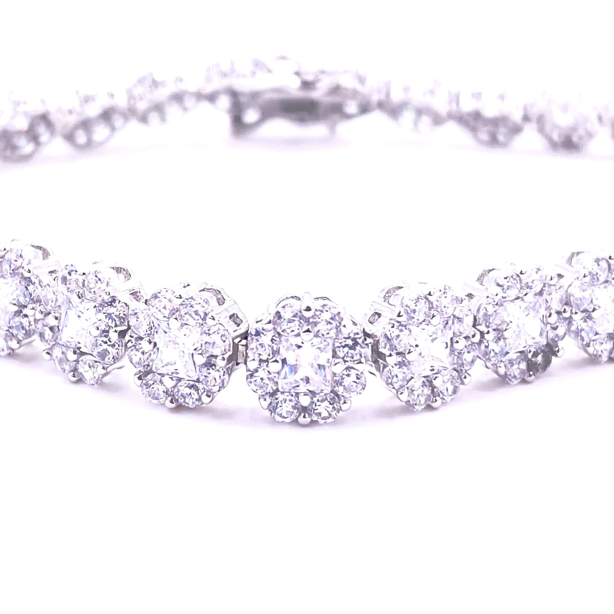 Ashley Gold Sterling Silver Flower Design Tennis Bracelet
