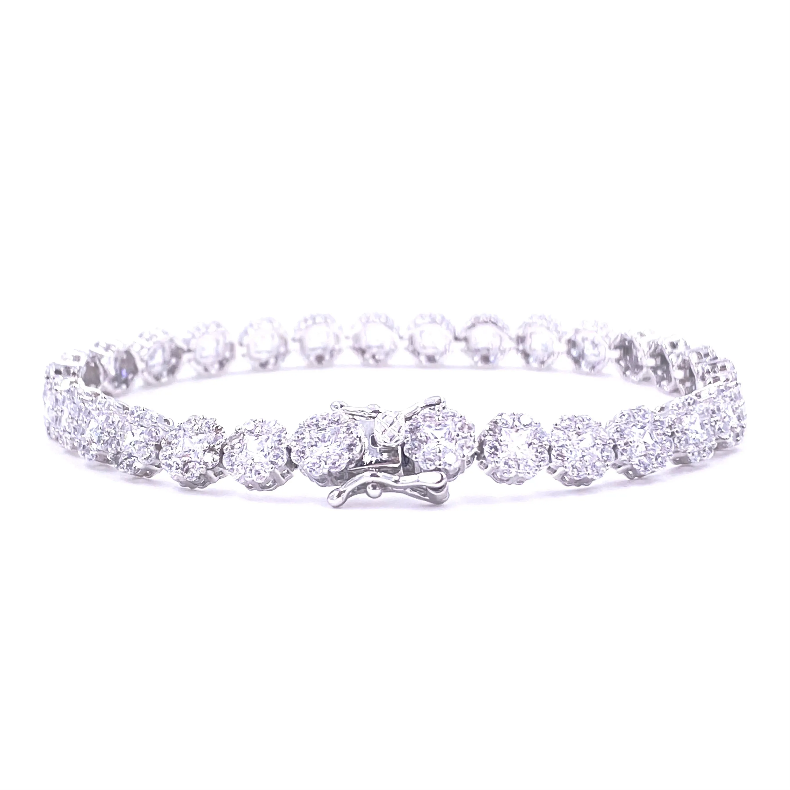 Ashley Gold Sterling Silver Flower Design Tennis Bracelet