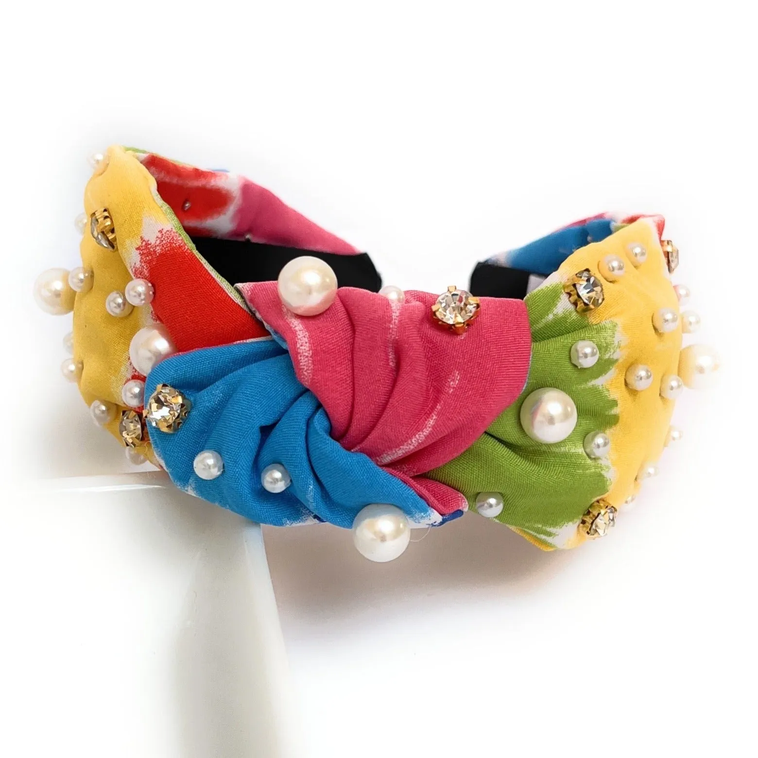 Ava Tie Dye Jeweled Knotted Headband