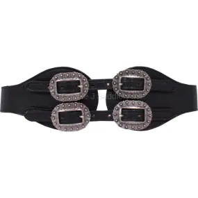 B813 - Black Chap Quad Buckle Belt