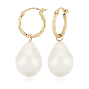 Baroque Pearl Dangle Hoops