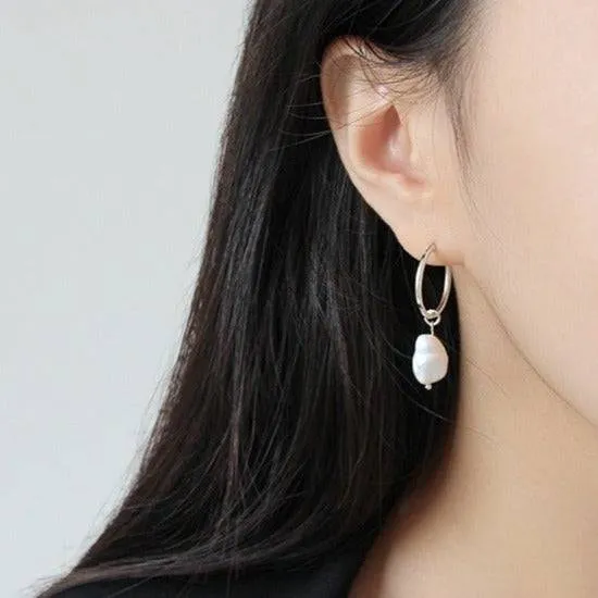 Baroque Pearl Hoop Earrings