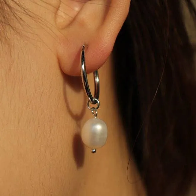 Baroque Pearl Hoop Earrings
