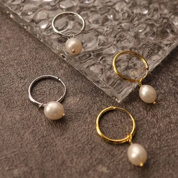 Baroque Pearl Hoop Earrings