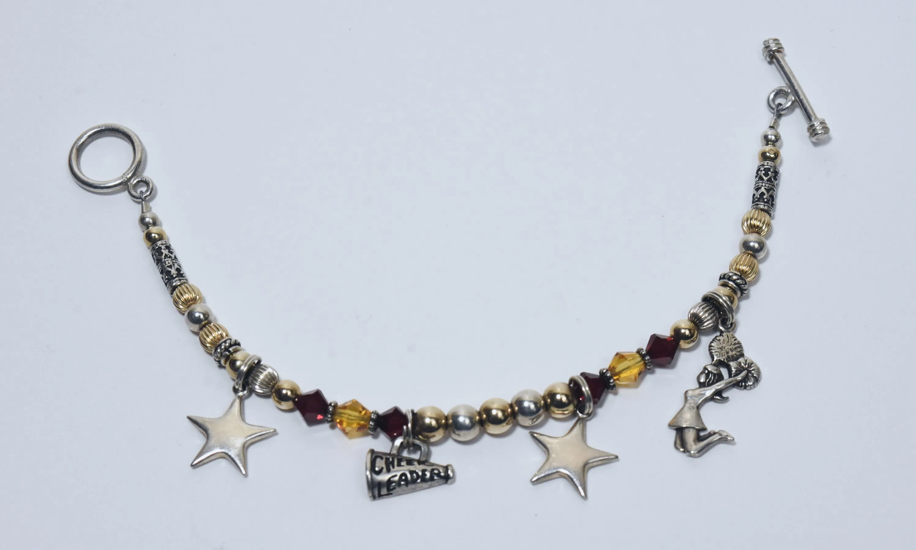 Beaded Cheerleader Sterling Silver Charm Bracelet