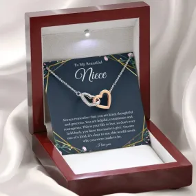 Beautiful Gift For Niece Interlocking Hearts Necklace-To My Beautiful Niece, Birthday Gifts