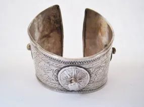 Beautiful Vintage Silver Flared Cuff Bracelet from Morocco