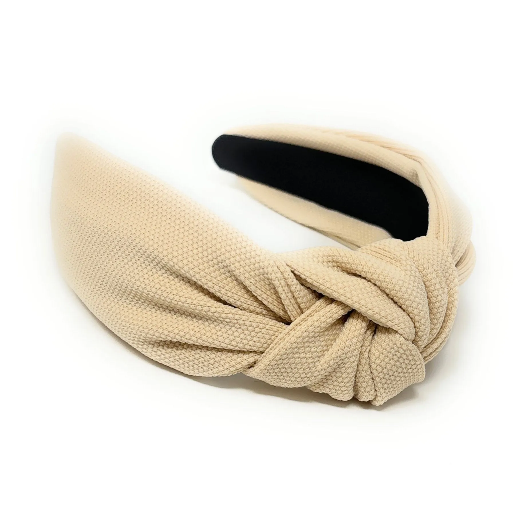 Beige Solid Color Top Knot Headband