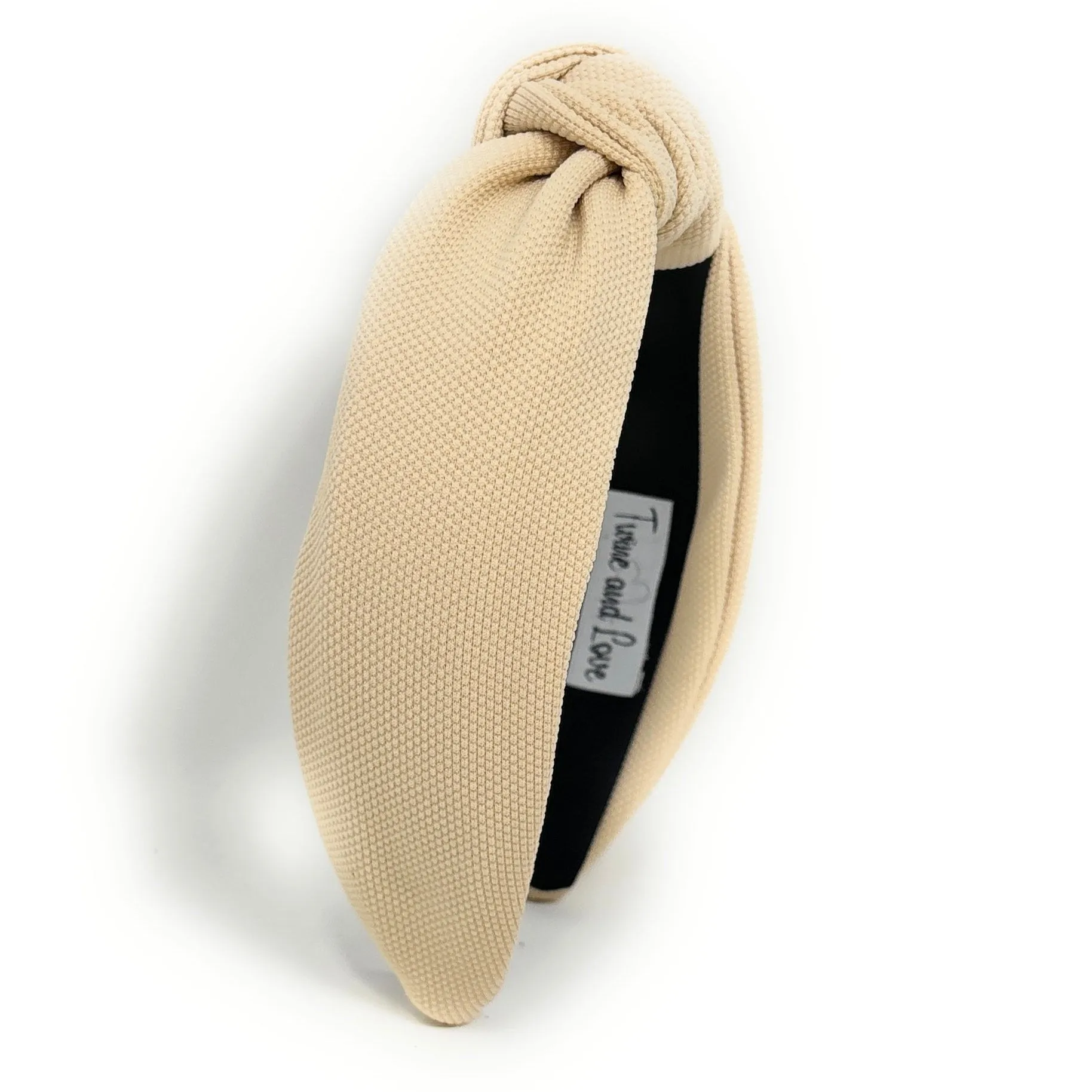 Beige Solid Color Top Knot Headband