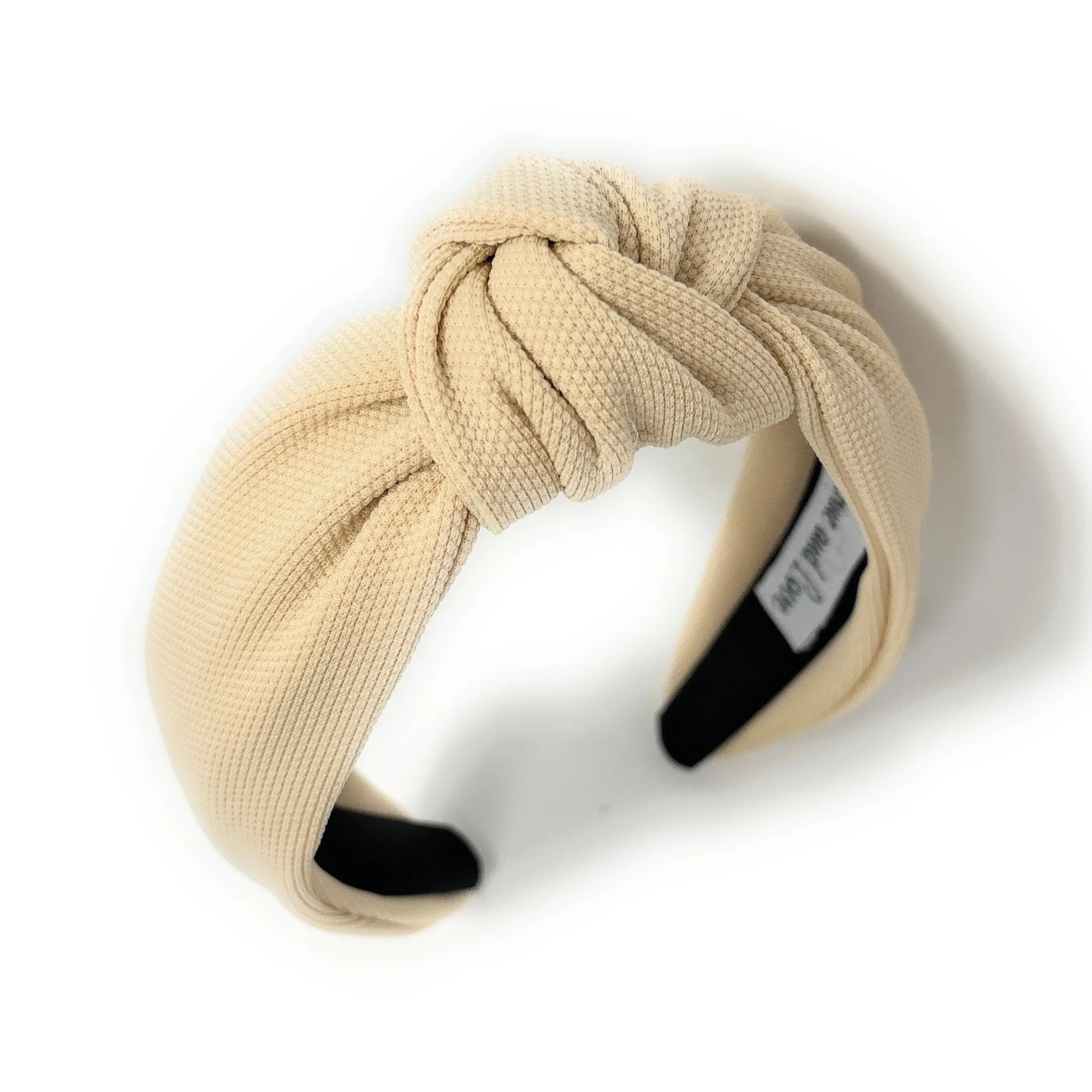 Beige Solid Color Top Knot Headband