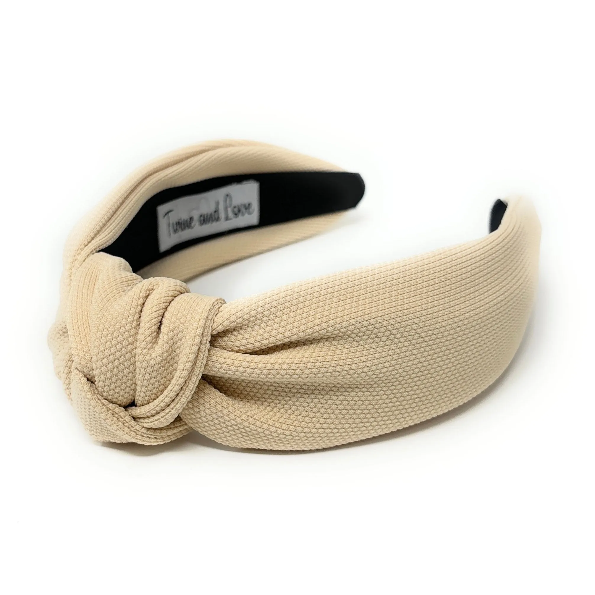 Beige Solid Color Top Knot Headband