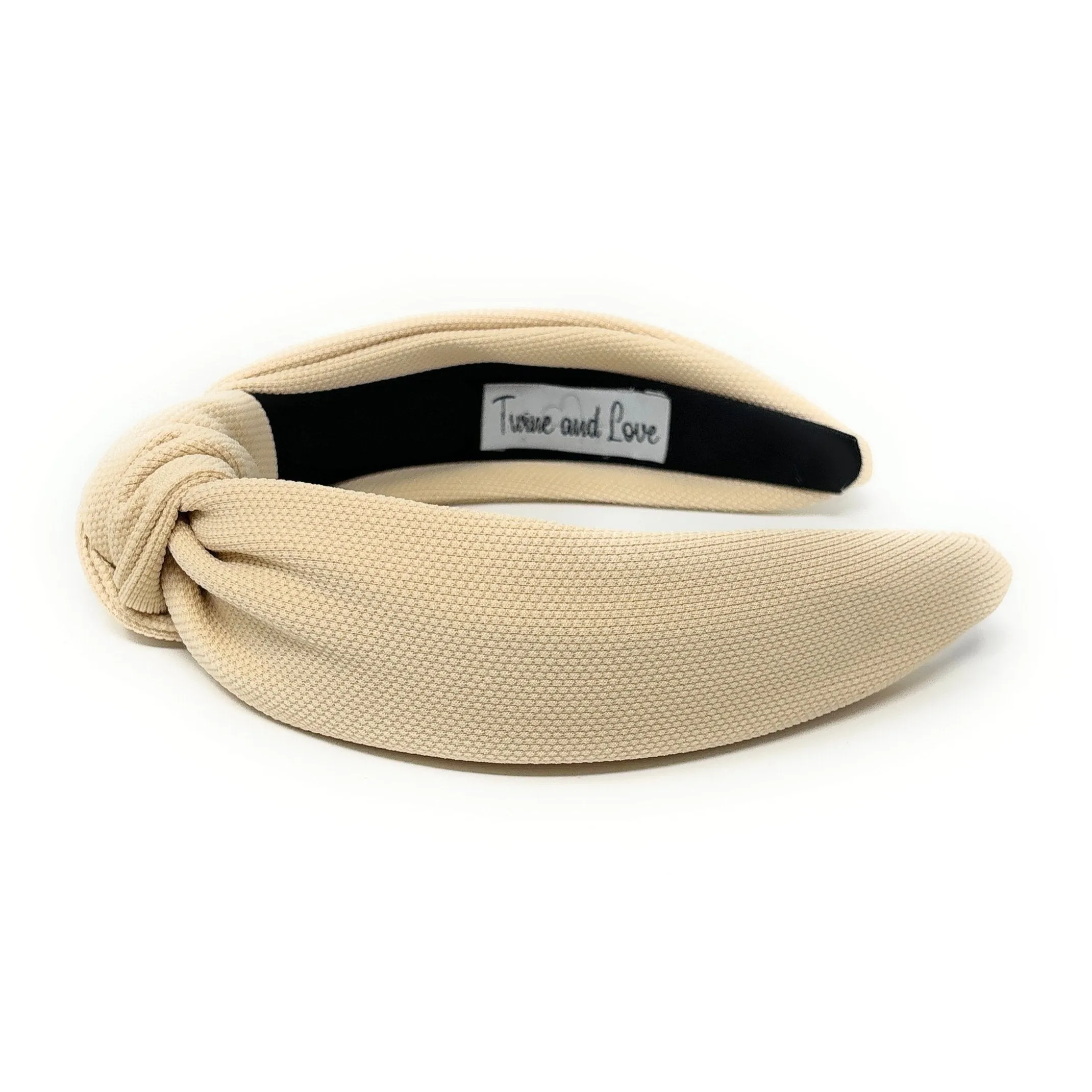 Beige Solid Color Top Knot Headband