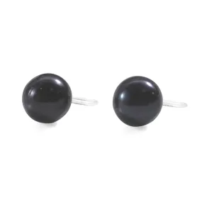 Black freshwater pearl invisible clip on stud earrings