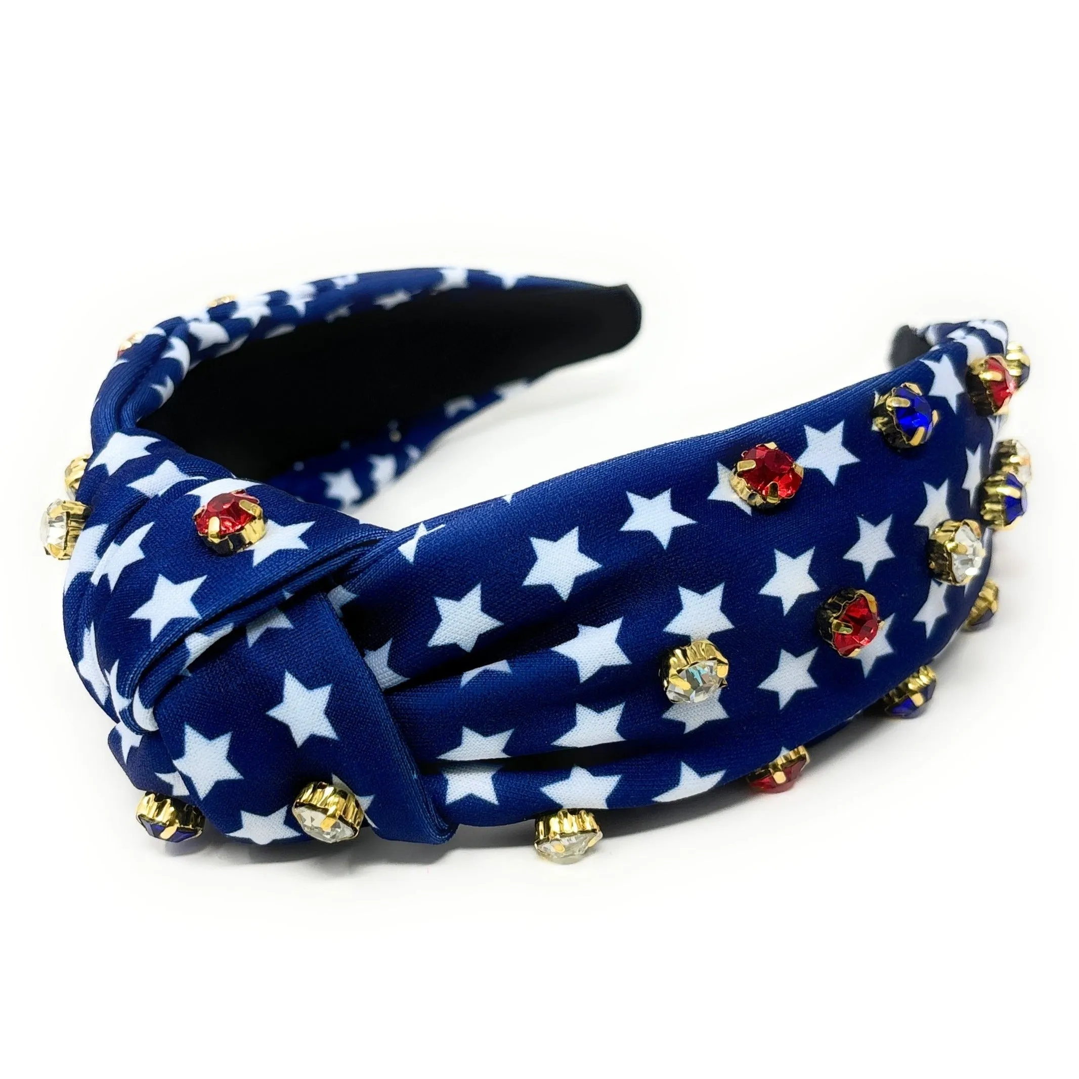 Blue Patriotic Jeweled Knot Headband