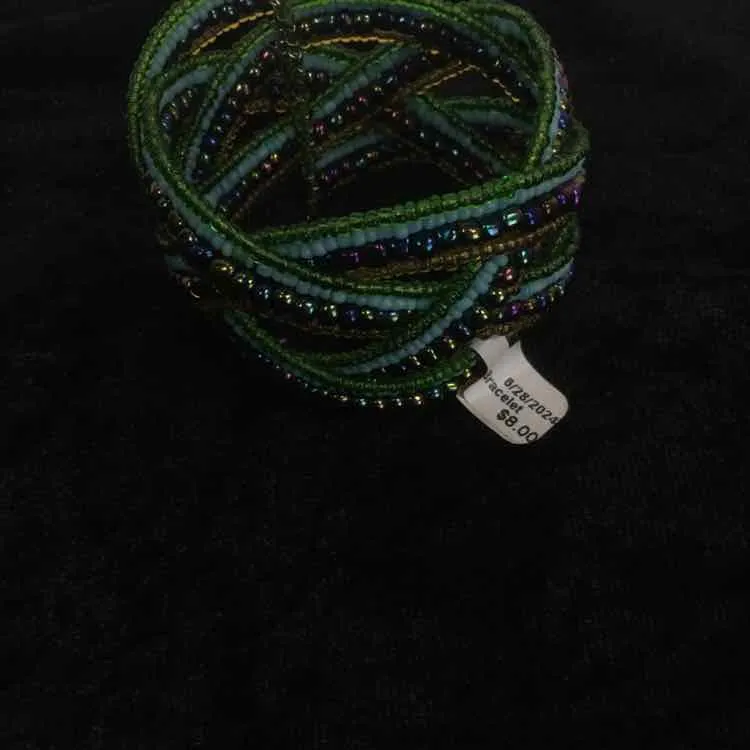 Blue/gold Wrap Beaded Bracelet