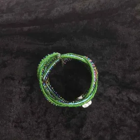 Blue/gold Wrap Beaded Bracelet