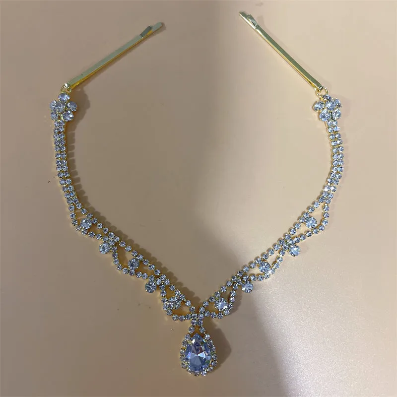 Bohemian Vintage Rhinestone Bridal Headband for Womens Wedding Day