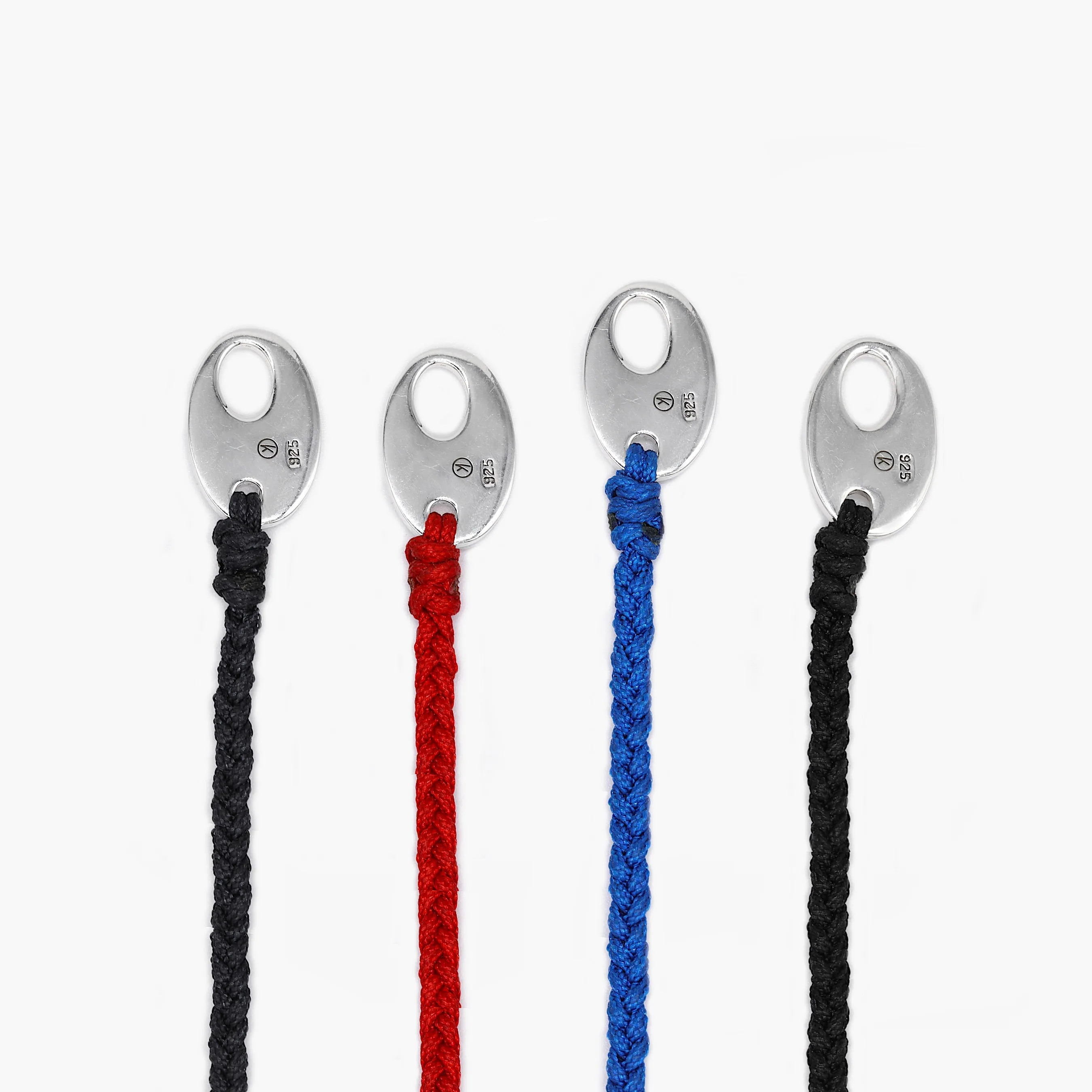 Braided Bracelet With Sterling Silver Button (Light Blue)