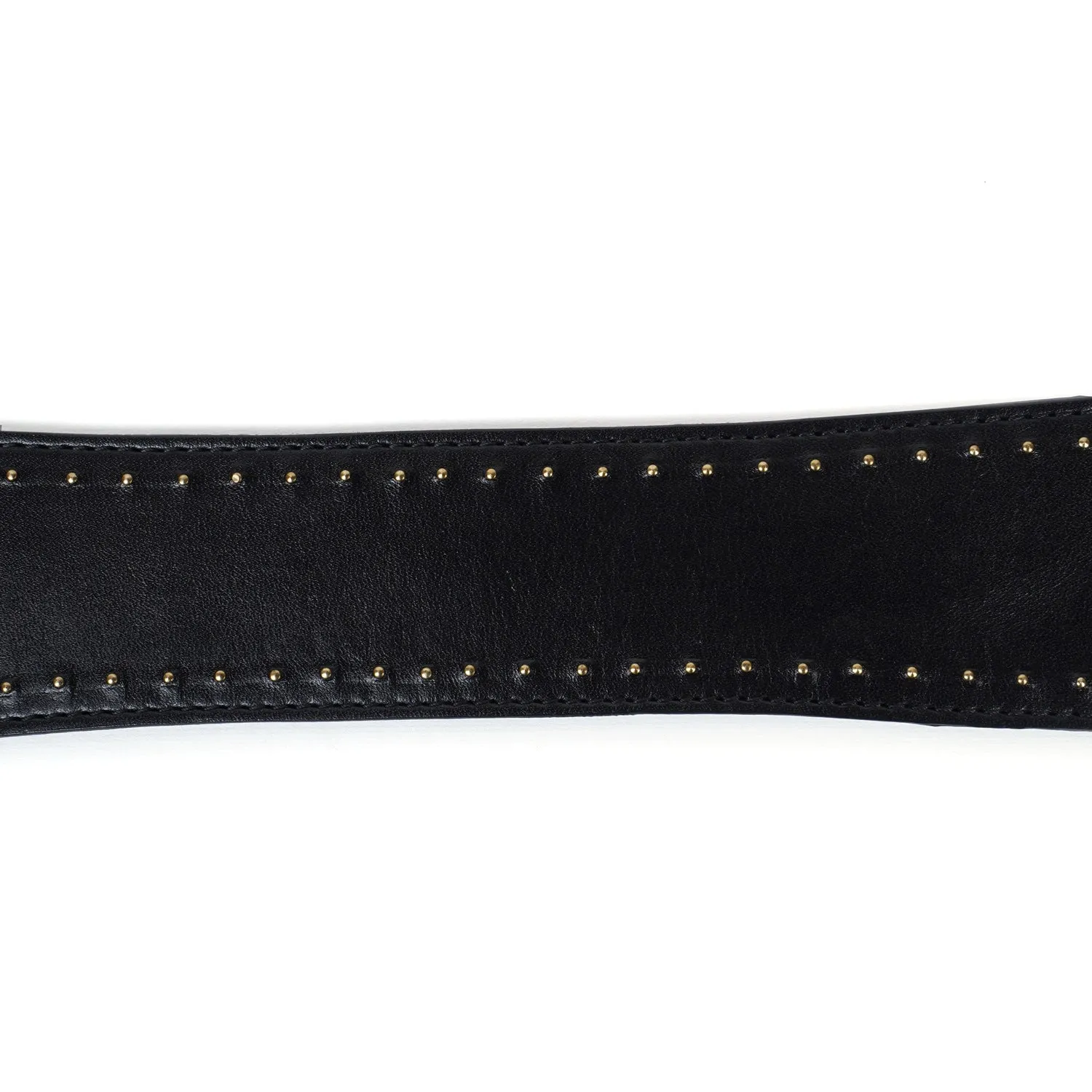 Brand Logo Corset Buckle Belt in Black Genuine Leather