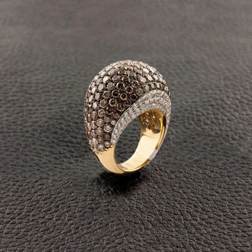 Brown & White Diamond Dome Ring