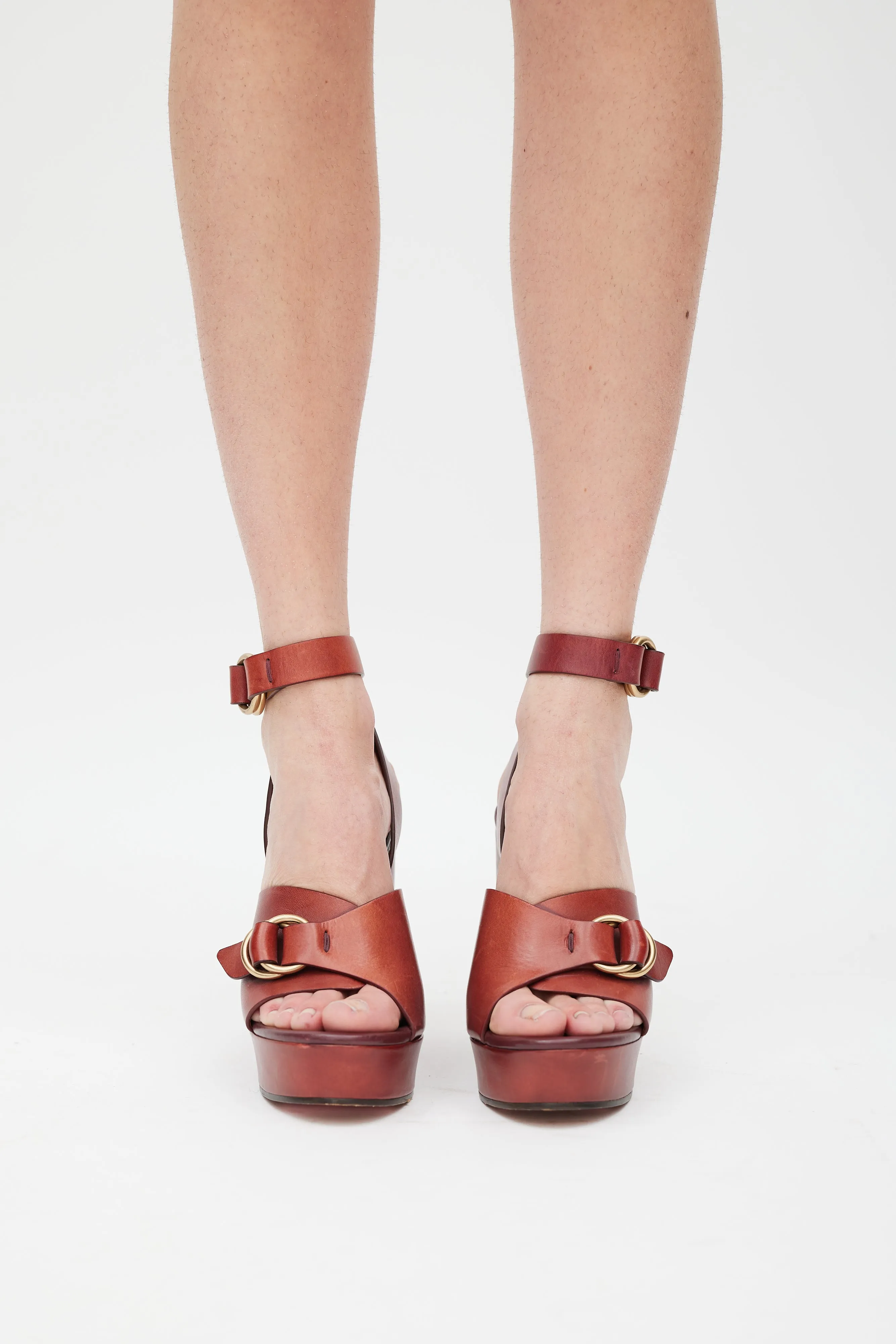 Burgundy Leather Kingsley Platform Heel