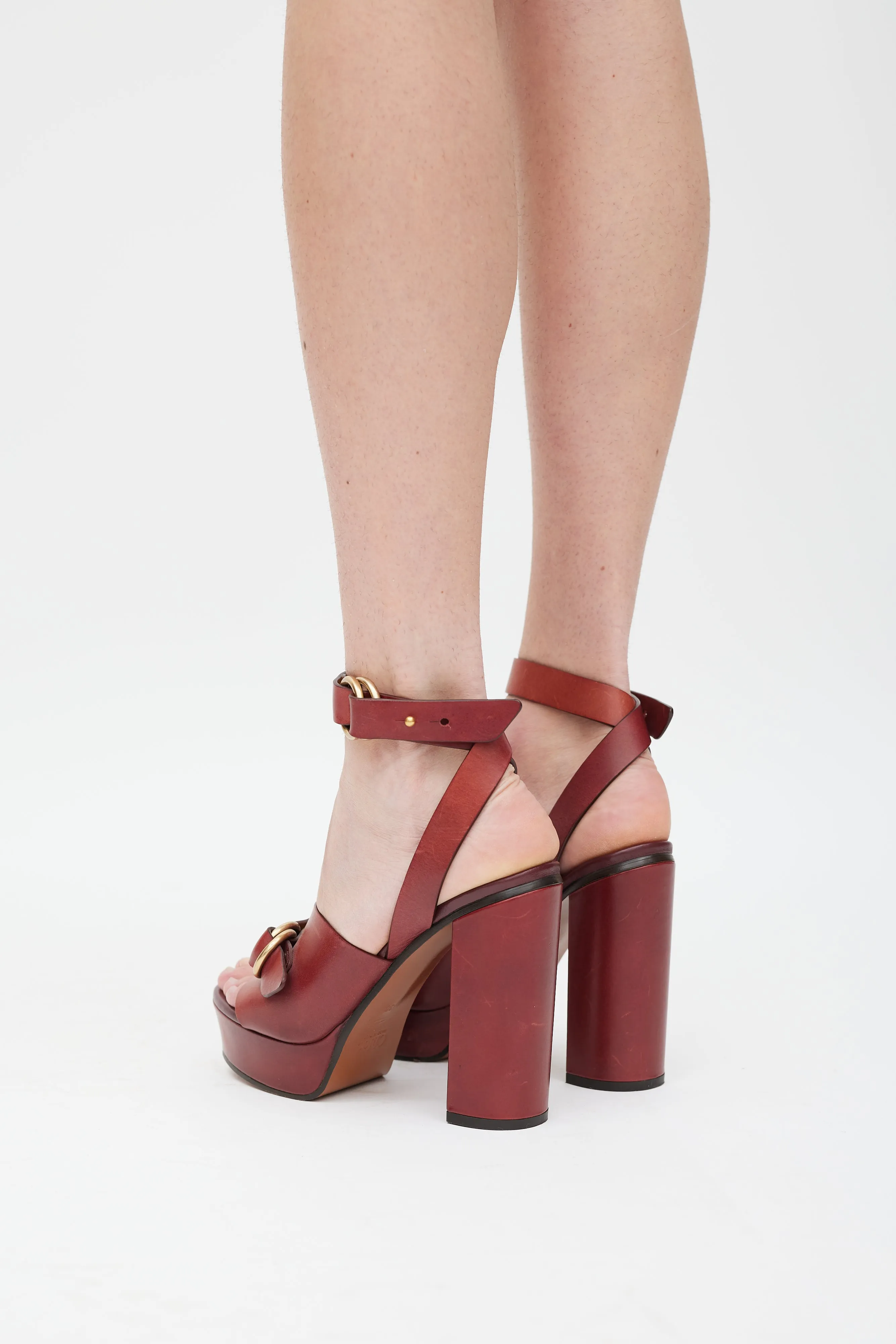 Burgundy Leather Kingsley Platform Heel