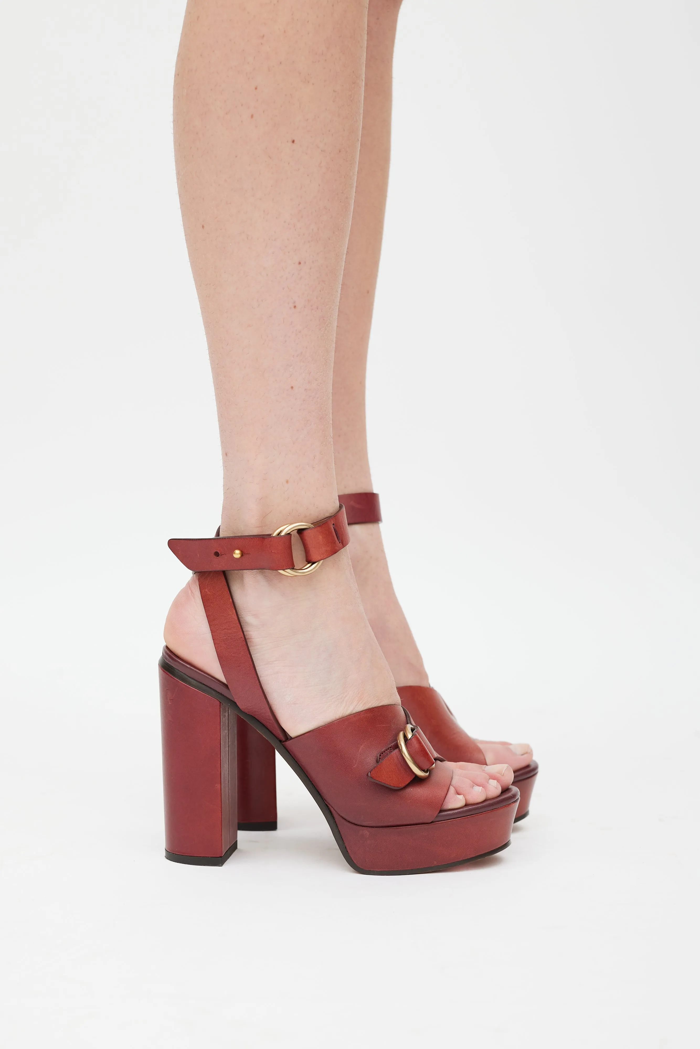 Burgundy Leather Kingsley Platform Heel