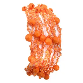 Burnt Orange Glass Beaded Bracelet