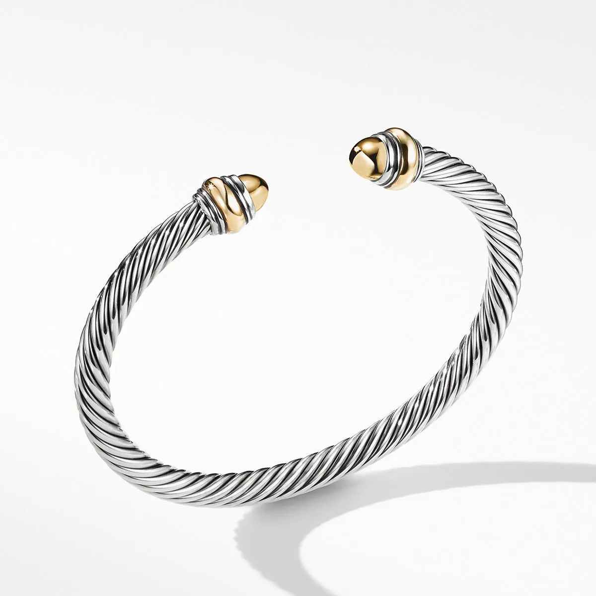 Cable Classics Bracelet in Sterling Silver with 14K Yellow Gold Domes