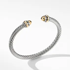 Cable Classics Bracelet in Sterling Silver with 14K Yellow Gold Domes
