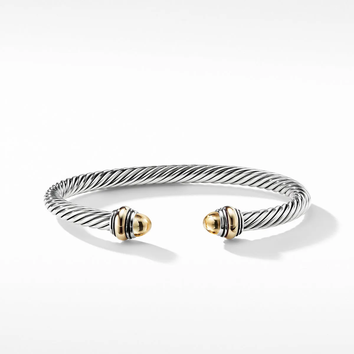 Cable Classics Bracelet in Sterling Silver with 14K Yellow Gold Domes