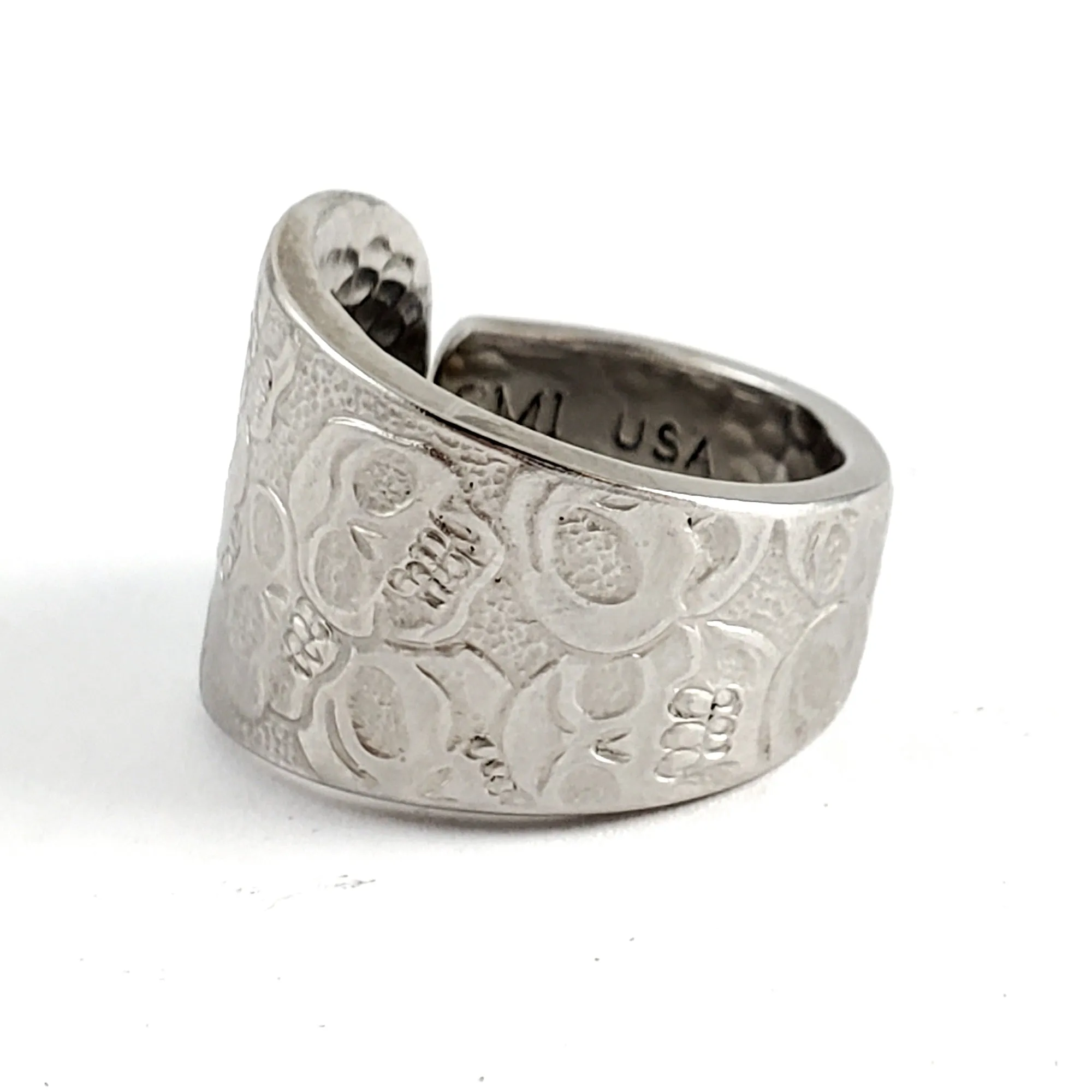 Calavera Skulls Stainless Steel Spoon Ring