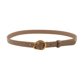 Caramel Women's Leather Belts with Gold Buckle 焦糖色女士金扣皮帶 KCBELT1119