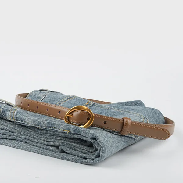 Caramel Women's Leather Belts with Gold Buckle 焦糖色女士金扣皮帶 KCBELT1119