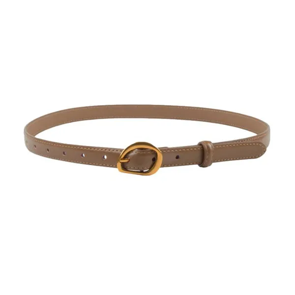 Caramel Women's Leather Belts with Gold Buckle 焦糖色女士金扣皮帶 KCBELT1119