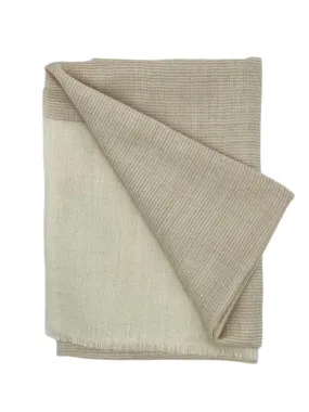 Cashmere Scarf - Soft Beige With Stripes