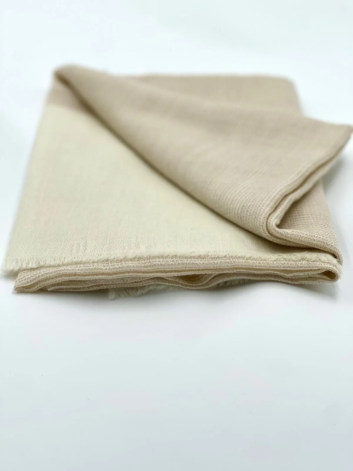 Cashmere Scarf - Soft Beige With Stripes