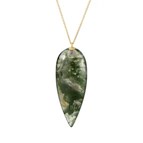 Celestial Moss Agate Teardrop Pendant - Medium