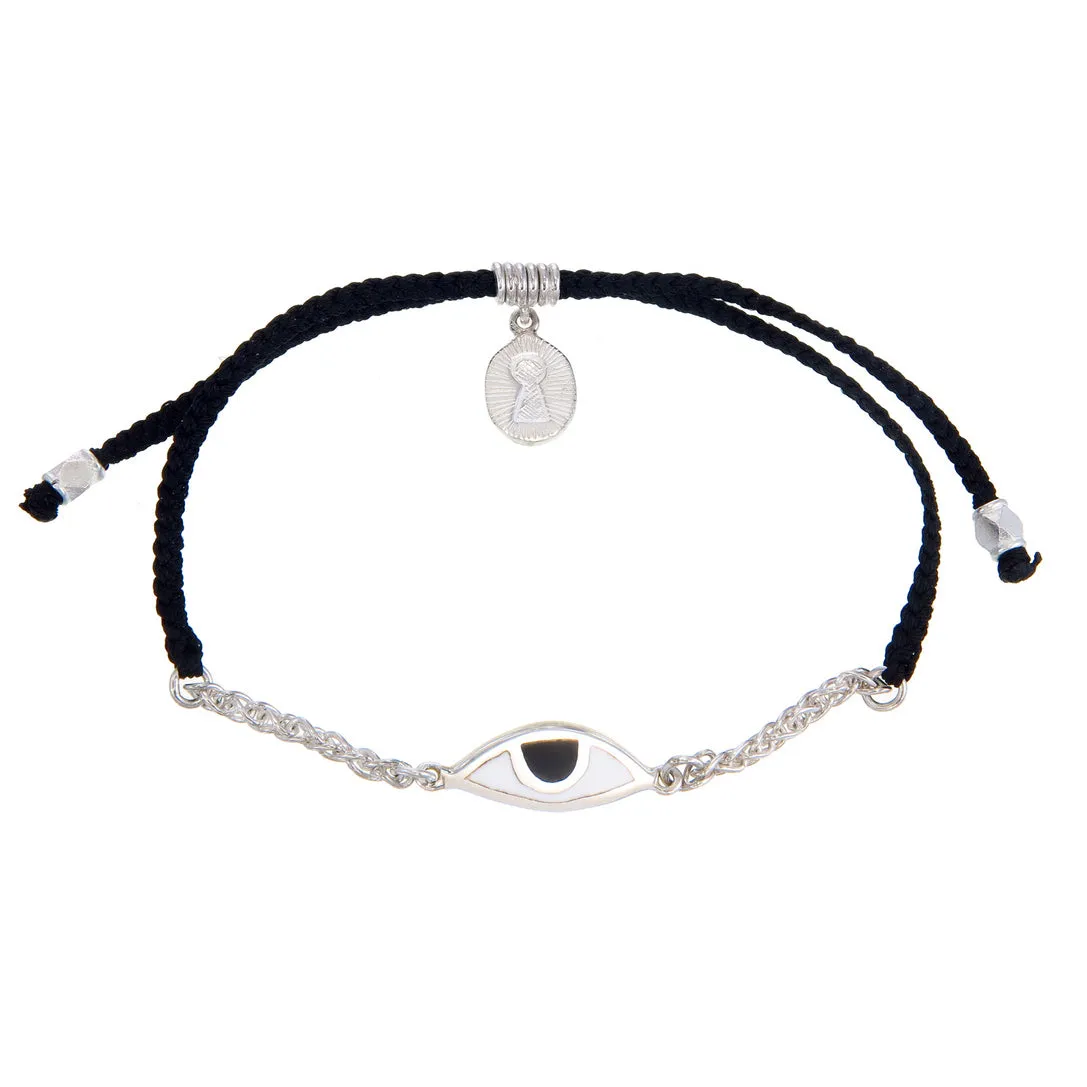 CHAIN & CORD EYE PROTECTION BRACELET - BLACK - SILVER