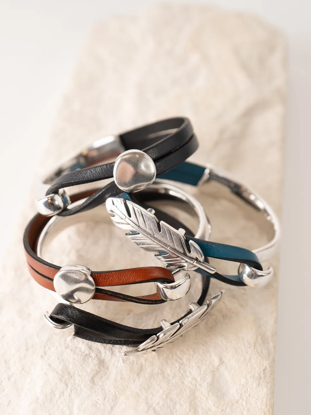 Charcoal Hammered Round Cuff Bracelet