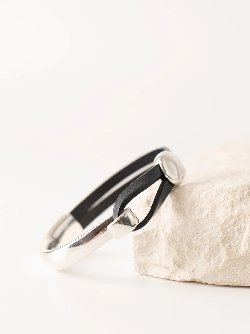 Charcoal Hammered Round Cuff Bracelet