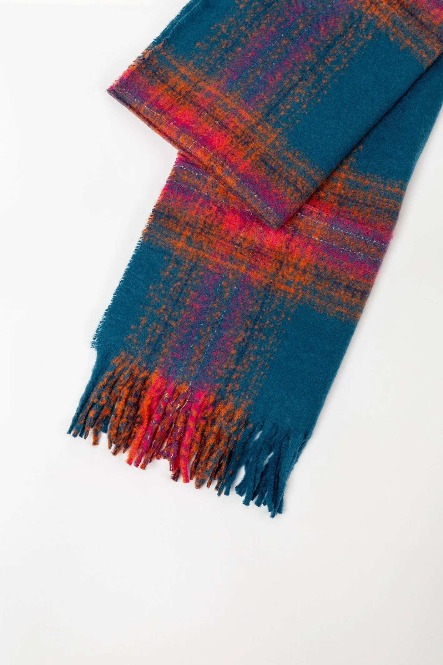 Check Scarf in Navy