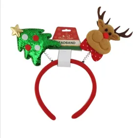 Christmas Headband with Reindeer and Christmas Tree