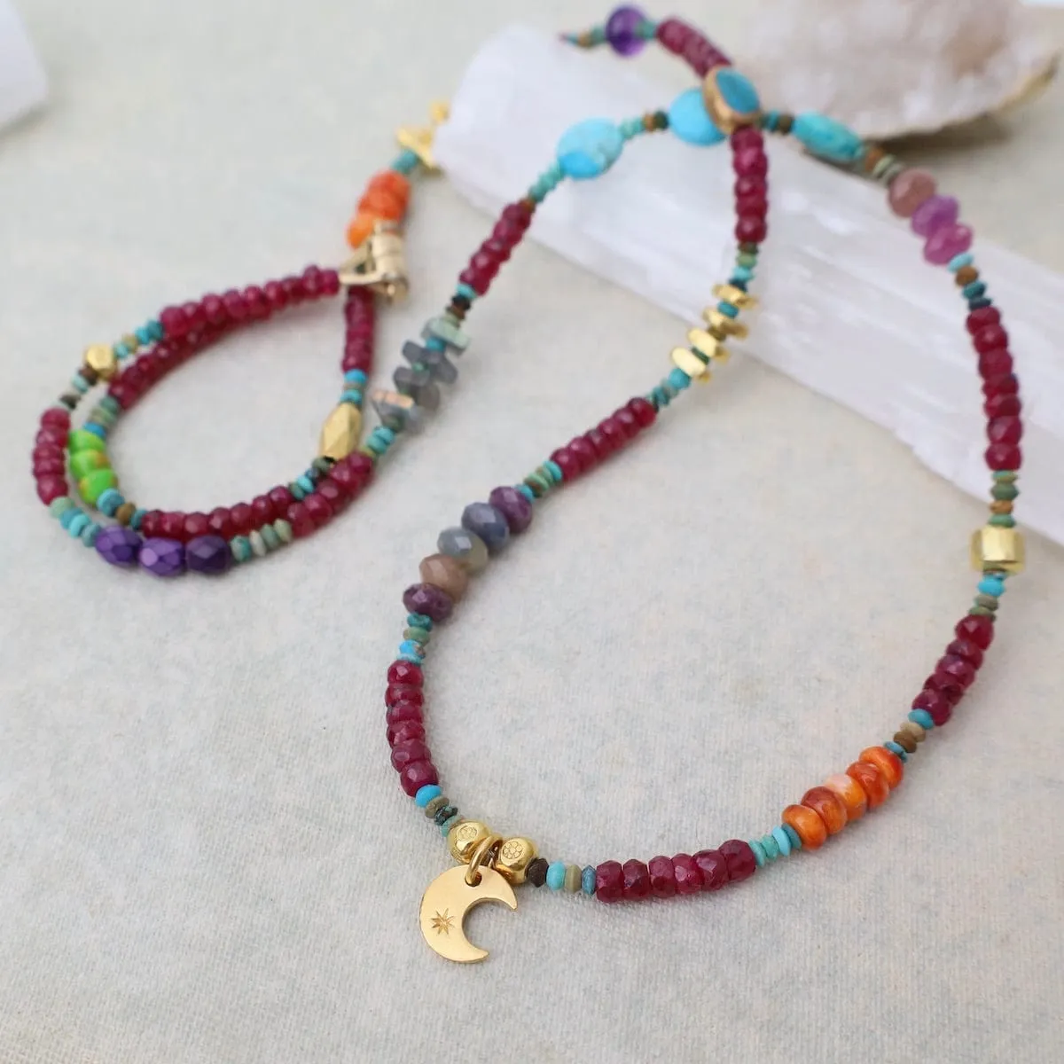 Circus Train with Ruby & Crescent Moon Necklace