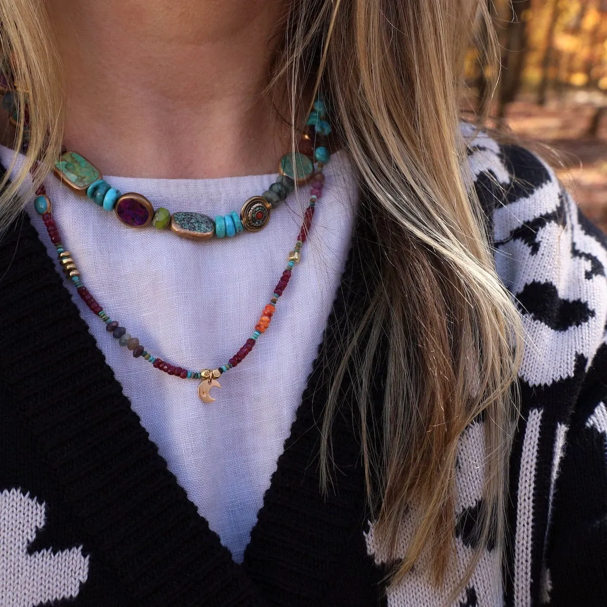 Circus Train with Ruby & Crescent Moon Necklace