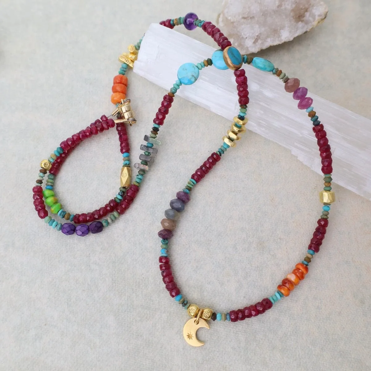 Circus Train with Ruby & Crescent Moon Necklace
