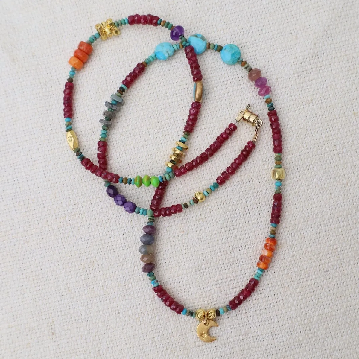 Circus Train with Ruby & Crescent Moon Necklace