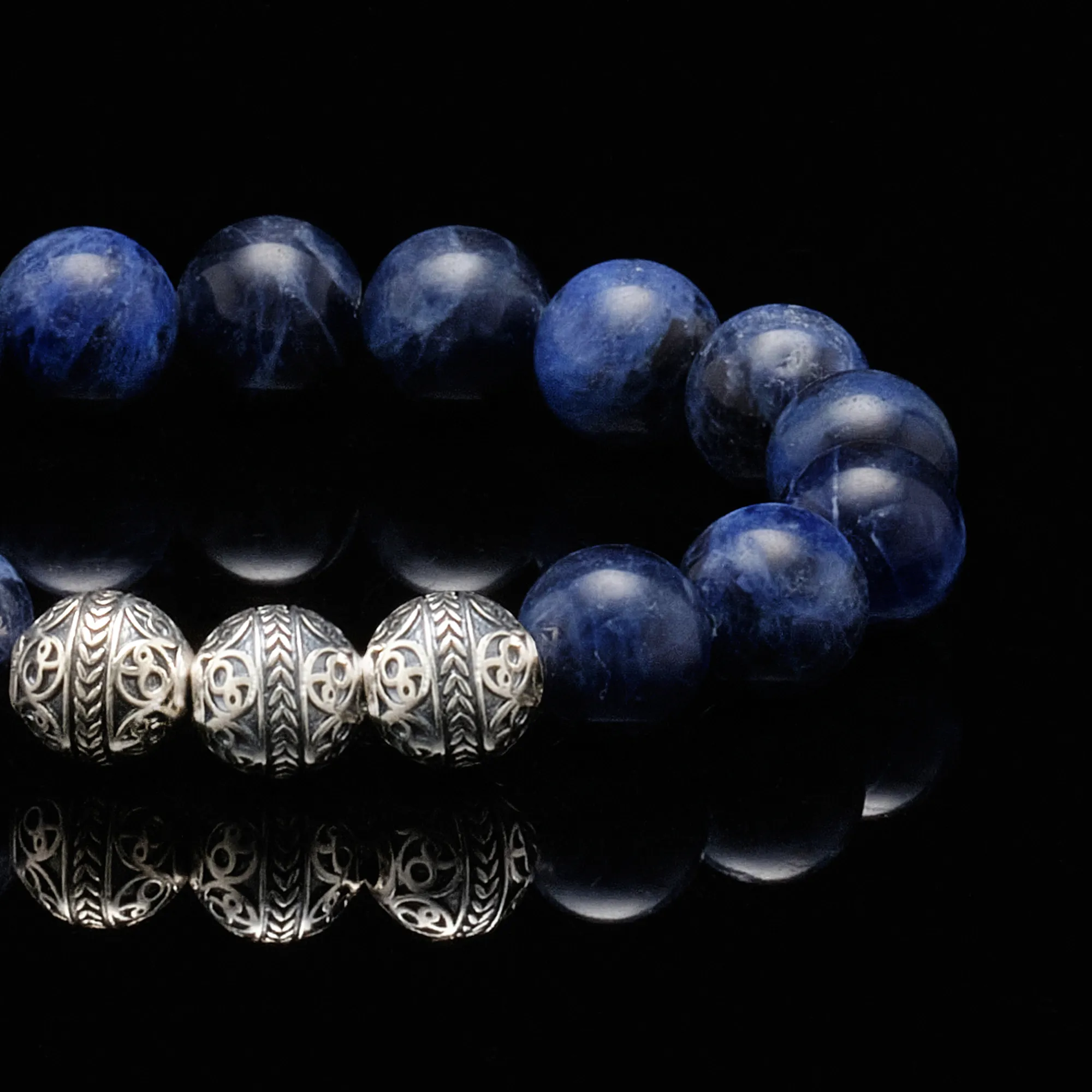 Classic Silver Sodalite Beaded Bracelet