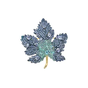 Copper Tricolor Maple Leaf CZ Diamond Brooch